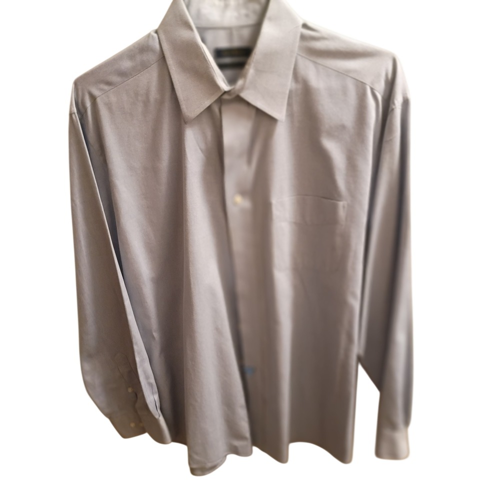 Club Room Mens 80s Pinpoint Oxford Dress Shirt Blue XL 17 34/35 Cotton Button Up